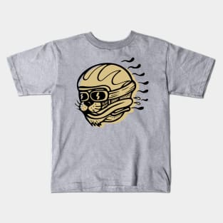 Cat head fast riding with helmet Kids T-Shirt